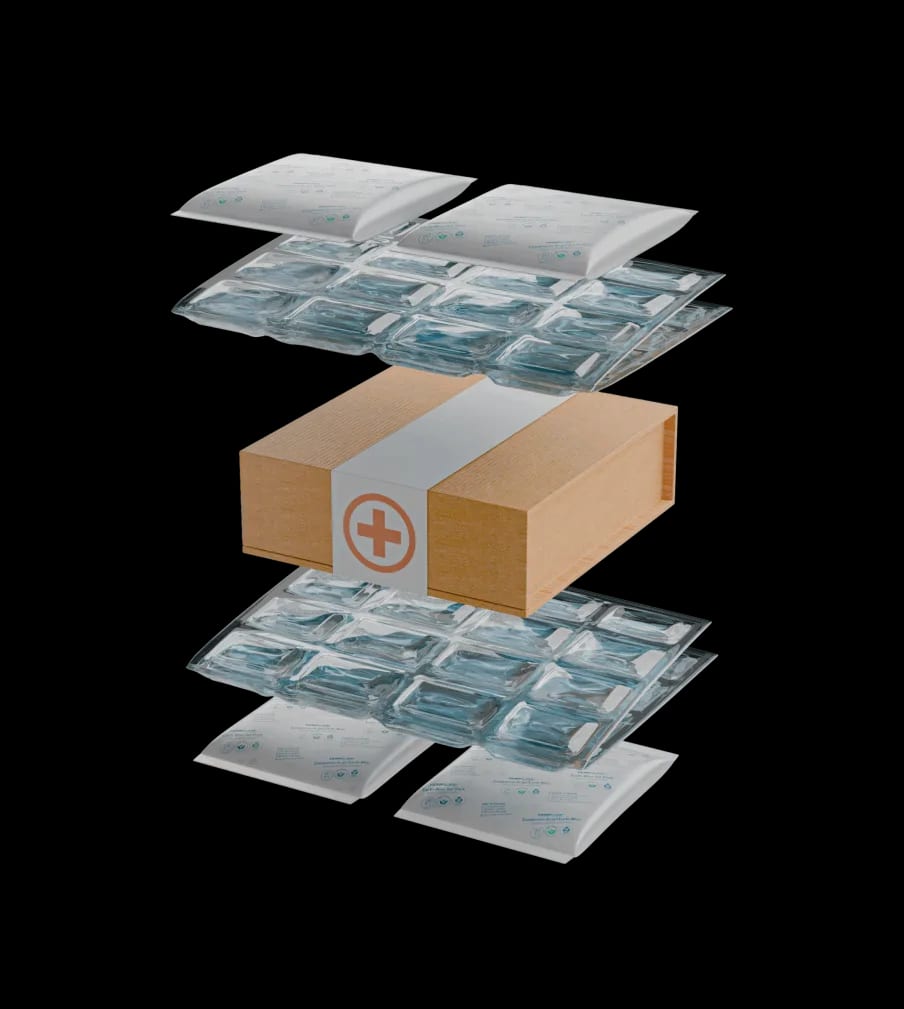 Drain Friendly Gel Packs lining a shipper on all sides