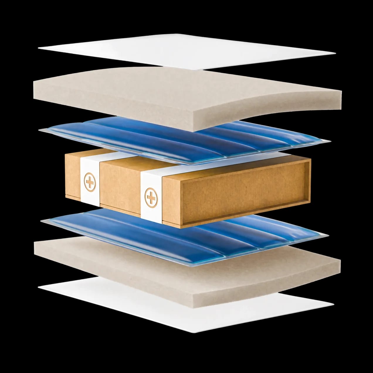 Cross-section of a SpeedyPac PCM mailer showing its layered construction