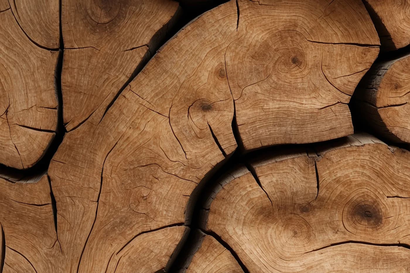 Weathered wooden surface, cracked and grooved
