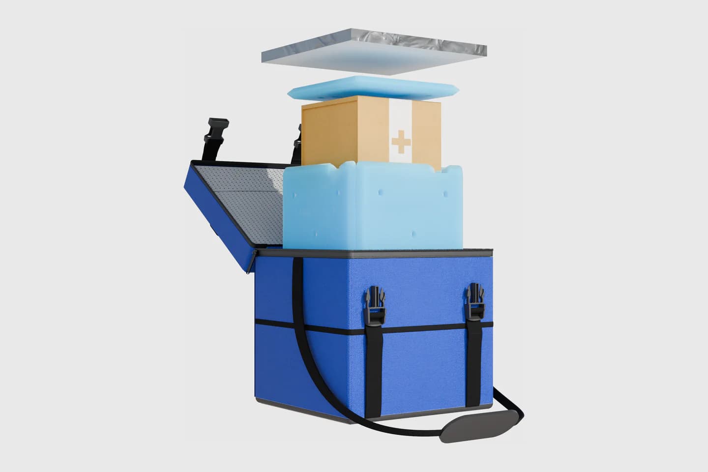 SteadyPac Move loaded with PCM plates and a payload carton