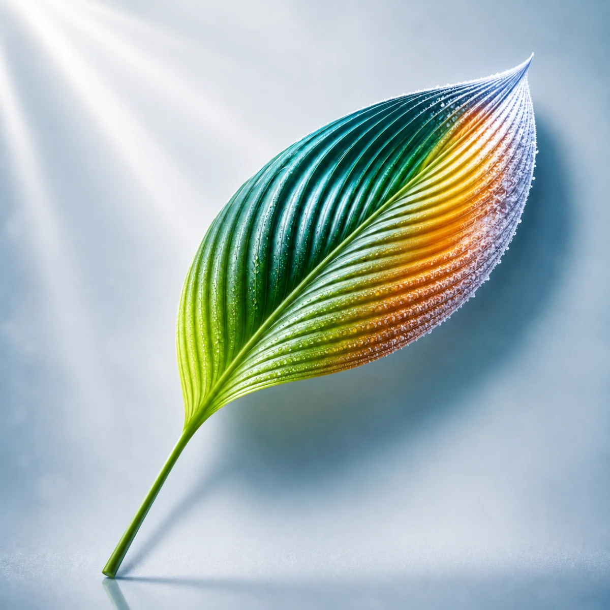 Frost-tipped leaf shifting through temperature zones